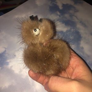 Vintage 1940s mink dog brooch